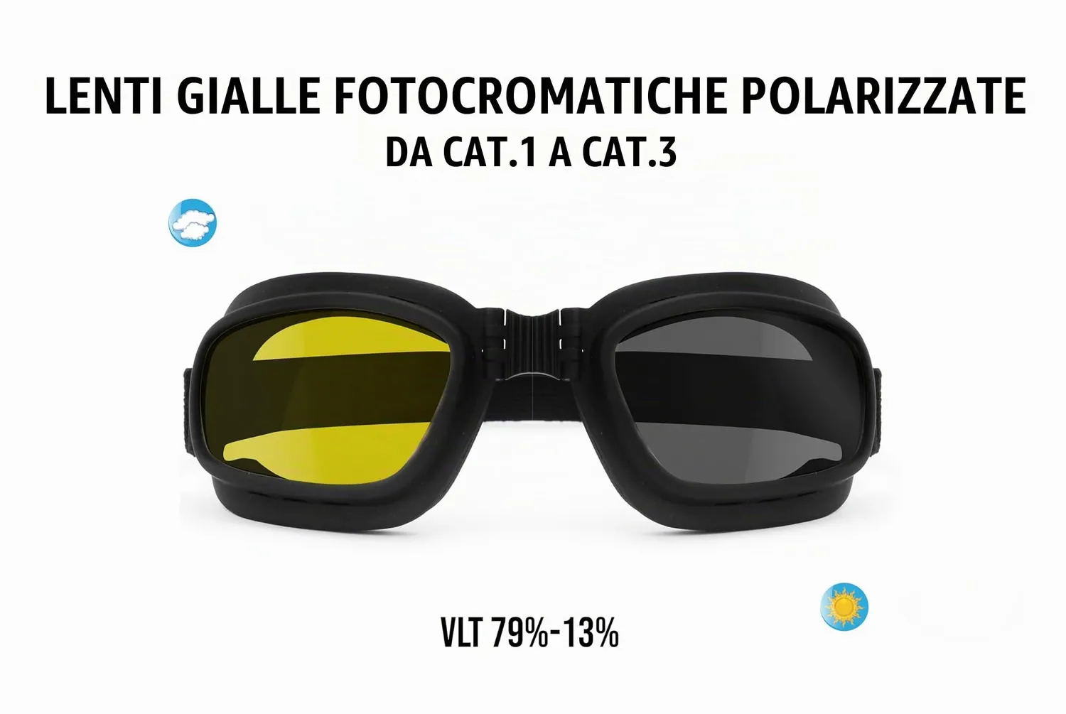 Bertoni 112 occhiali moto fotocromatici polarizzati nero opaco
