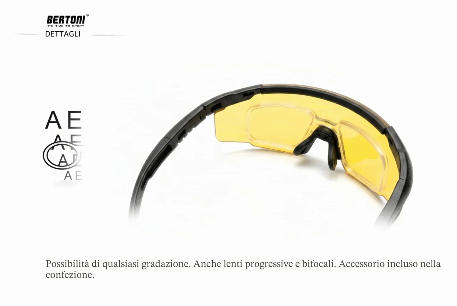 Bertoni SH890 occhiali tiro 4 lenti clip vista nero