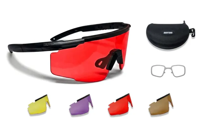 Bertoni SH890 occhiali tiro 4 lenti clip vista nero