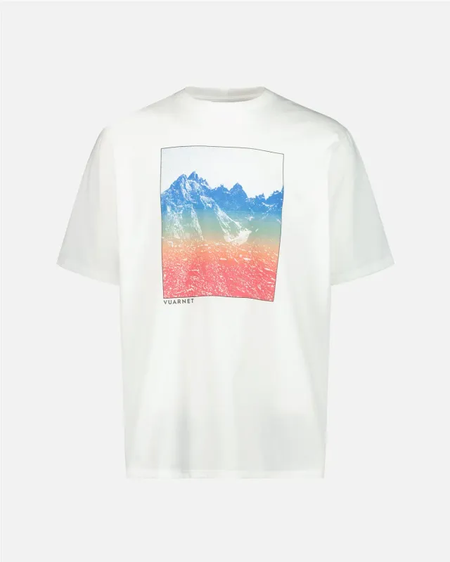 Vuarnet Gradient t-shirt bianca stampa Mountain