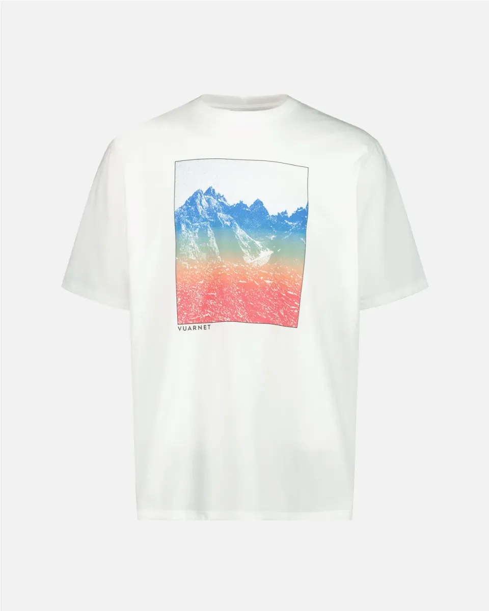 Vuarnet Gradient t-shirt bianca stampa Mountain