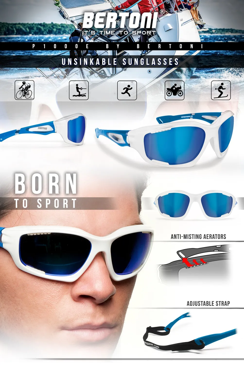 Bertoni P1000 occhiali sport polarizzati galleggianti