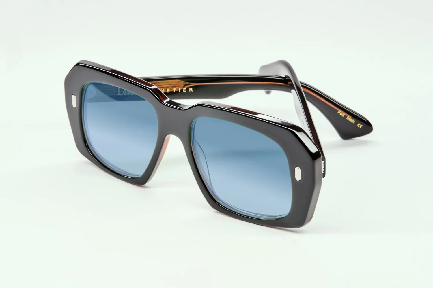 Lesca Bird montatura da vista nero cognac acetato