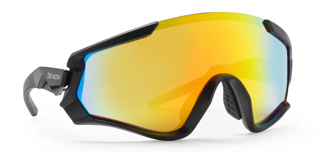 Demon Krono occhiali ciclismo nero lente blu specchiata