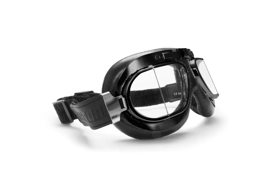 Bertoni AF193 maschera moto vintage nera antifog