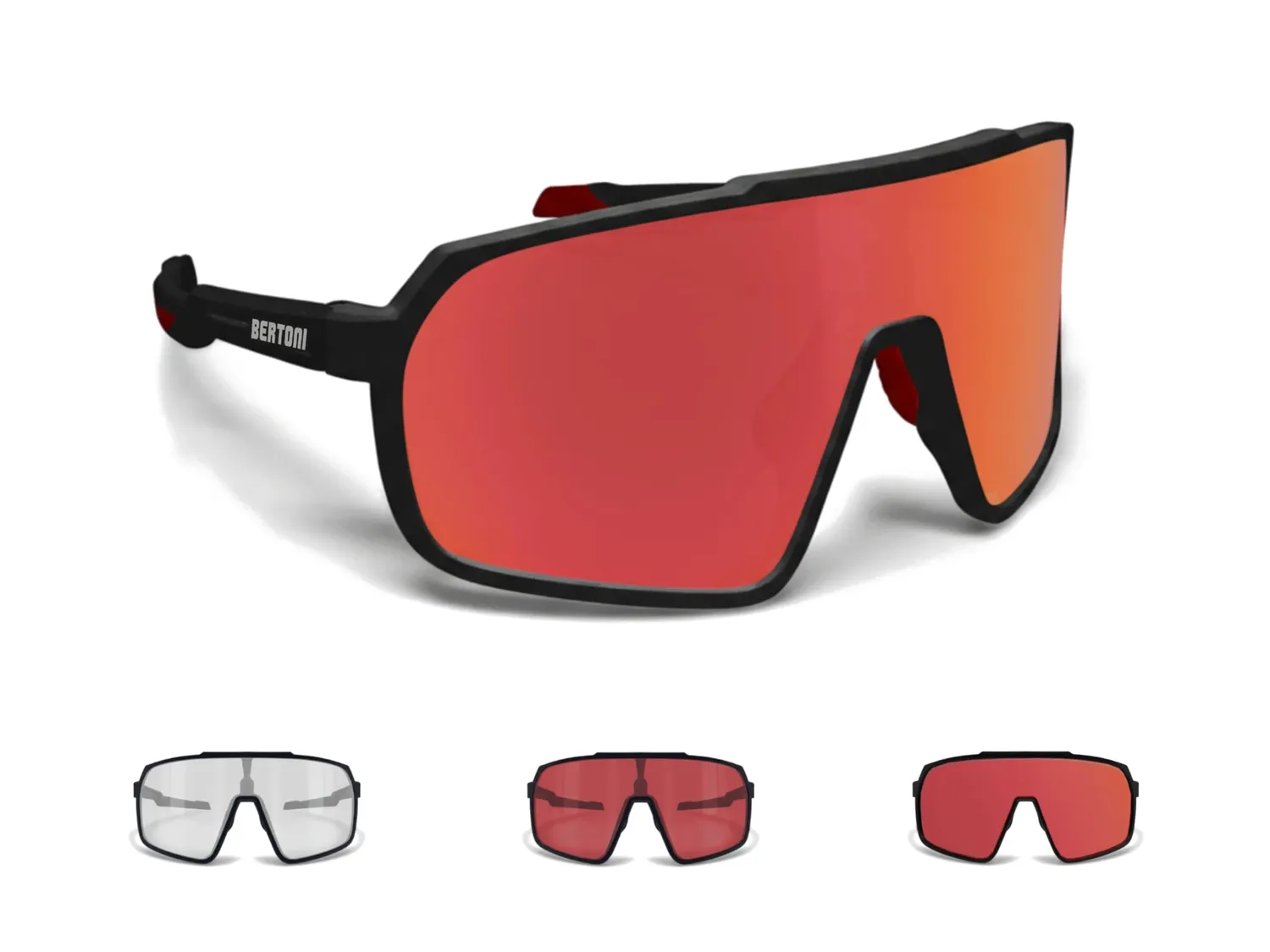 Bertoni Gemini occhiali ciclismo fotocromatici neri
