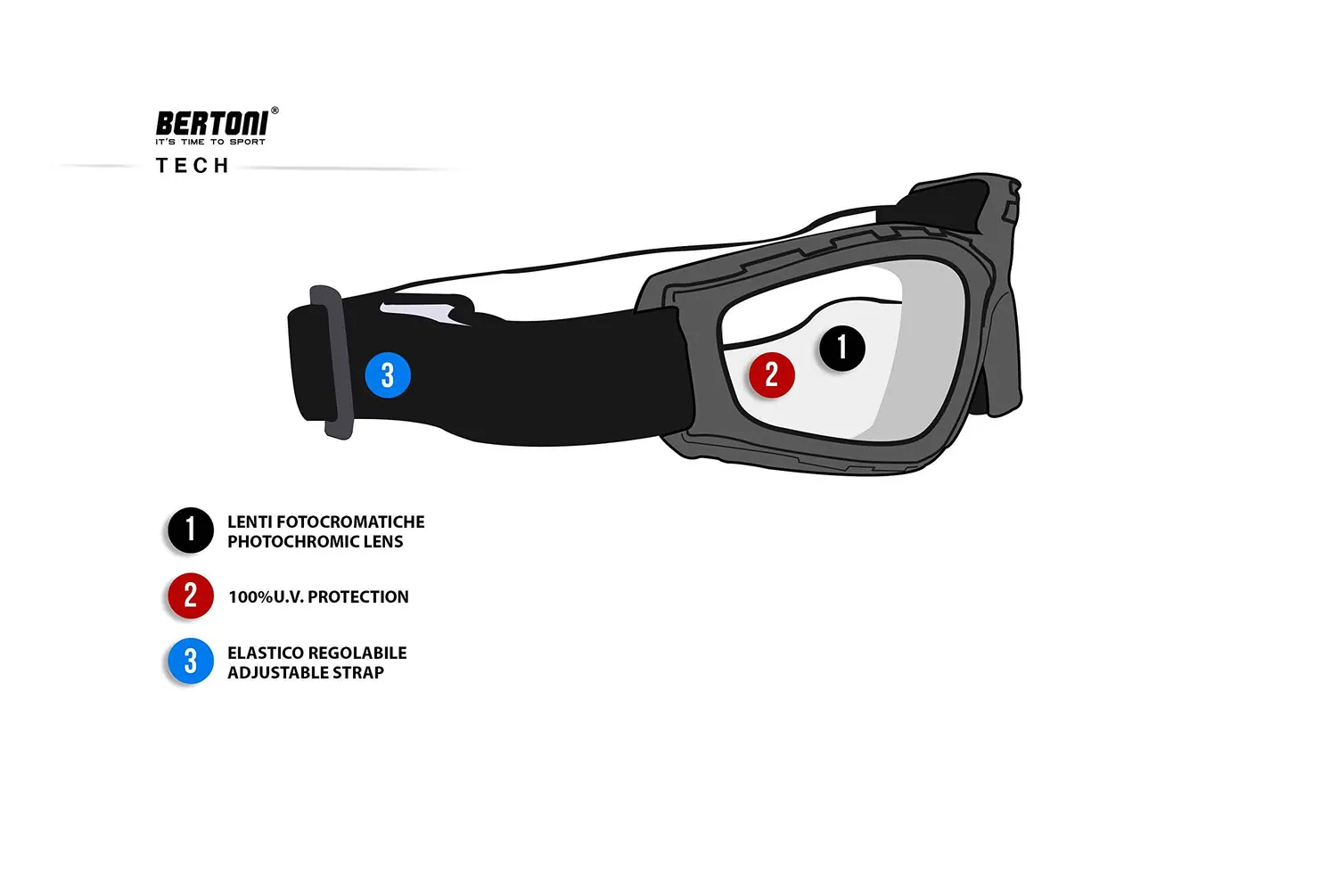 Bertoni F120A Maschera Moto Fotocromatica Cat. 0-3