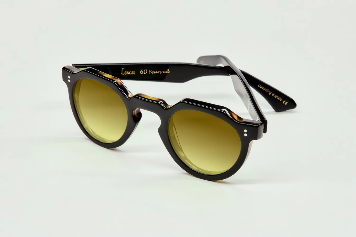 Lesca Upcycling Crown XL occhiali havana 46 mm