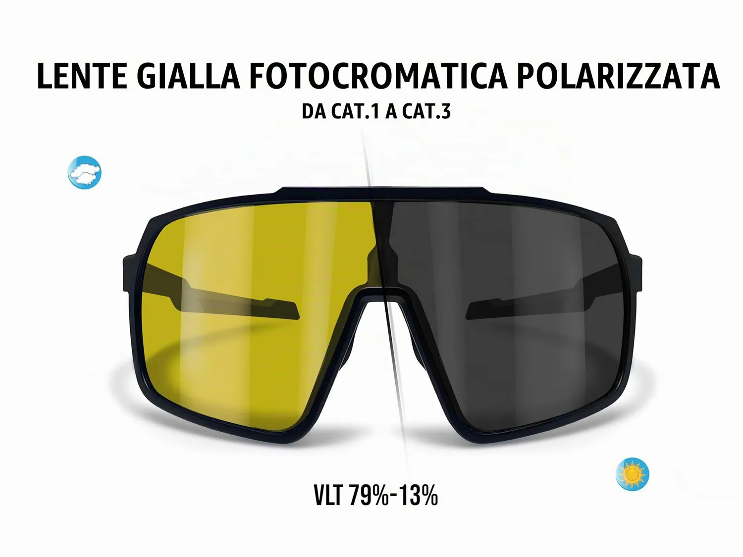 Bertoni Gemini occhiali ciclismo fotocromatici neri