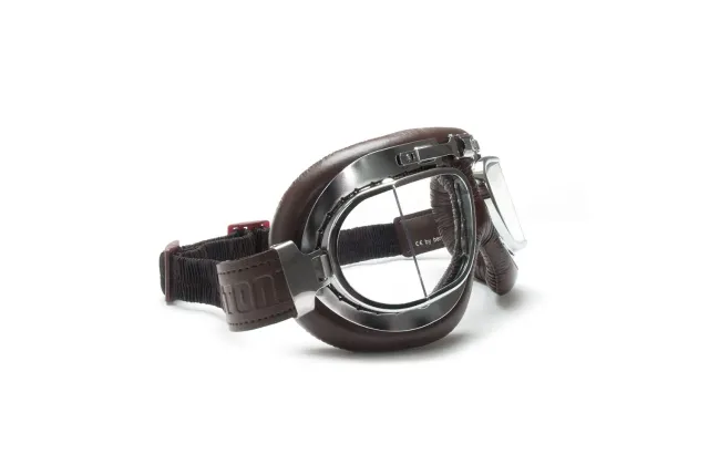 Bertoni AF193CR maschera moto pelle antifog nero