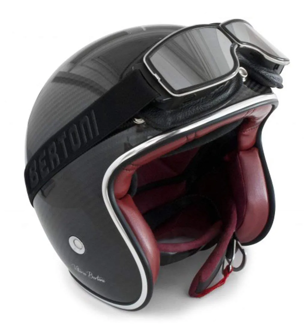 Bertoni 1949 188 maschera moto pelle fotocromatica nero