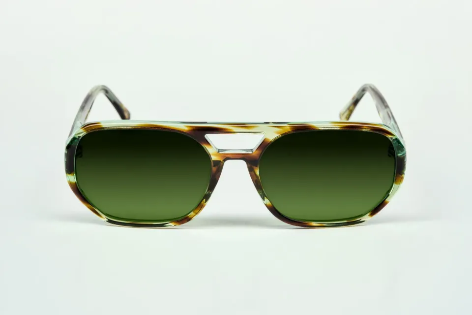 Lesca La Collection Fefe occhiali da vista verde screziato acetato