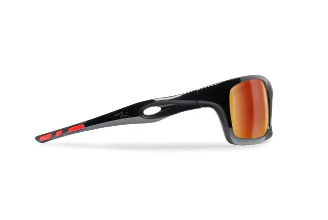 Bertoni Omega occhiali sportivi nero oro specchio