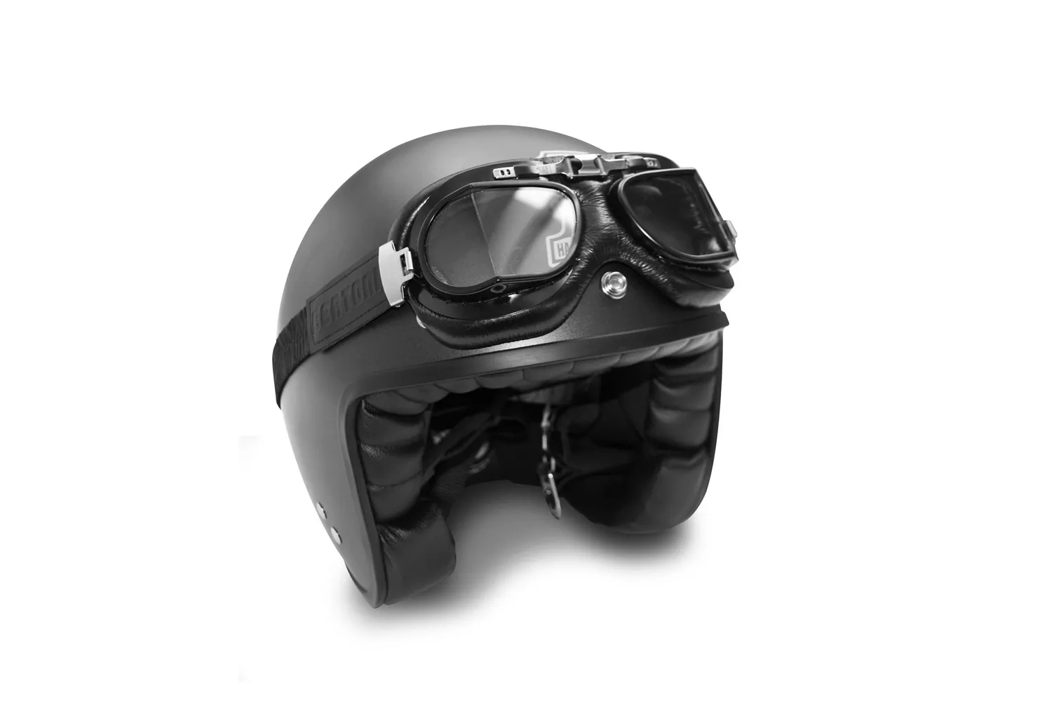 Bertoni AF193 maschera moto vintage nera antifog