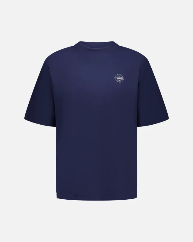 Vuarnet Logo Skieur t-shirt blu uomo cotone bio