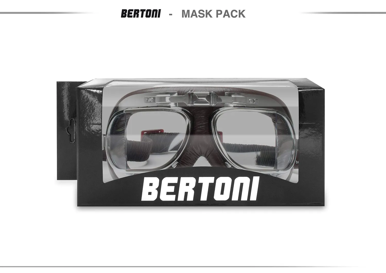 Bertoni AF193CR maschera moto pelle antifog nero