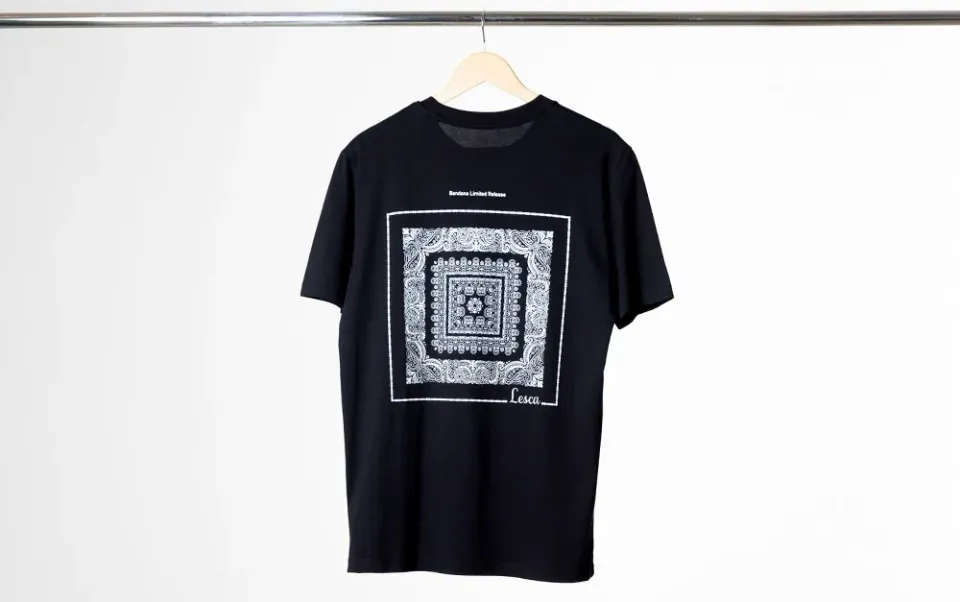 Lesca Bandana T-Shirt maglietta nera cotone
