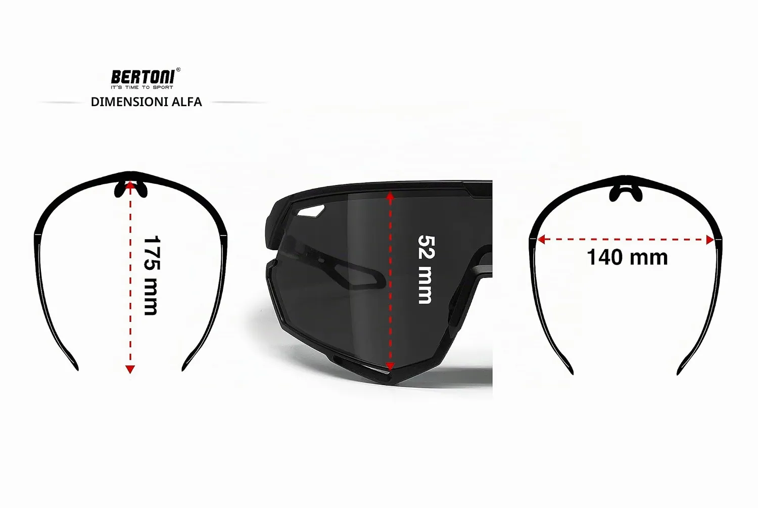 Bertoni Alpha occhiali ciclismo nero specchiata oro rosso