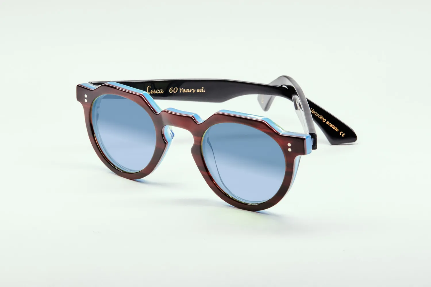 Lesca Upcycling Crown XL montatura da vista Havana Bleu 46mm acetato