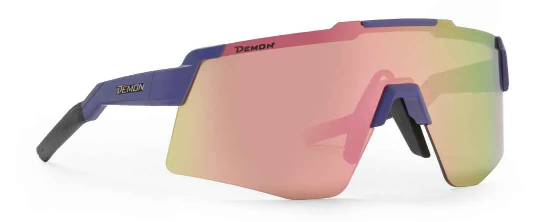 Demon Liegi occhiali ciclismo nero blu specchiati