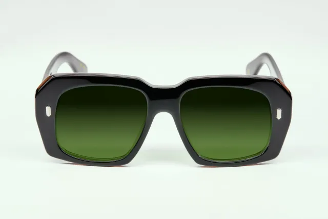 Lesca Bird montatura da vista nero cognac acetato