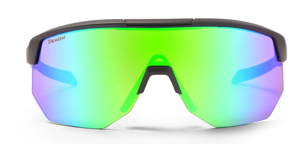 Demon Fiandre occhiali running nero verde specchiati