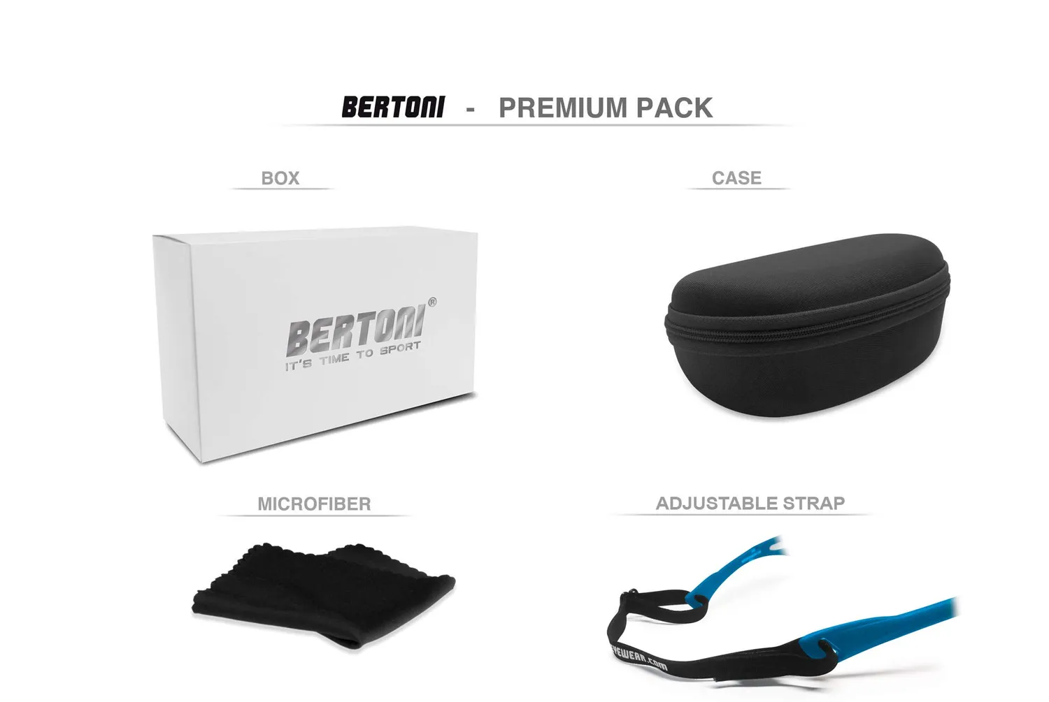 Bertoni P1001FTE occhiali ciclismo bianco blu polarizzati