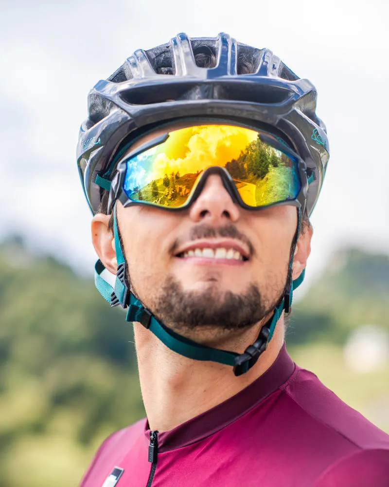 Demon Krono occhiali ciclismo nero lente blu specchiata