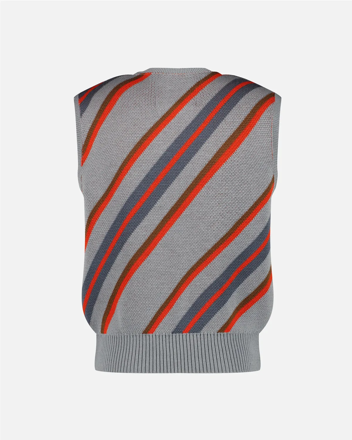 Vuarnet Gilet rigato grigio rosso lana merino unisex