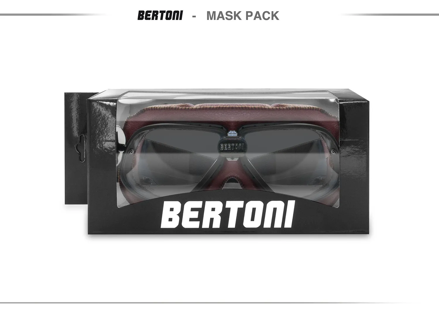 Bertoni AF196A occhiali moto pelle rossa fumo