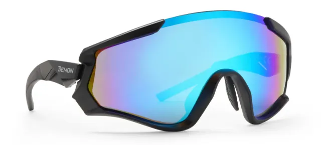 Demon Krono occhiali ciclismo nero lente blu specchiata