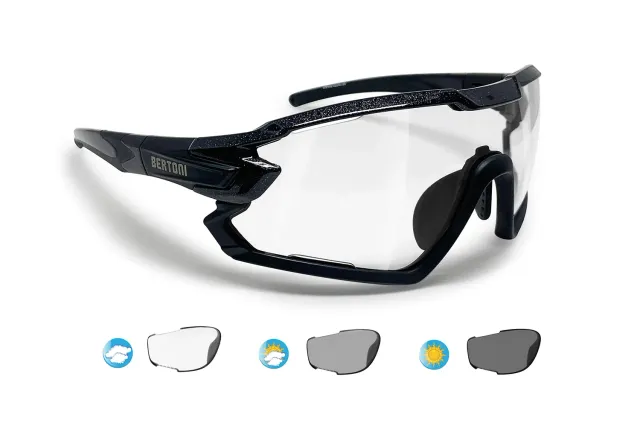 Bertoni Quasar occhiali ciclismo fotocromatici clip vista