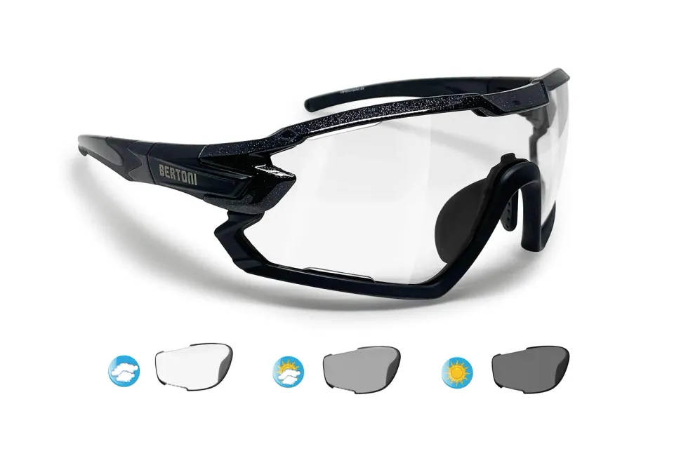 Bertoni Quasar occhiali ciclismo fotocromatici clip vista