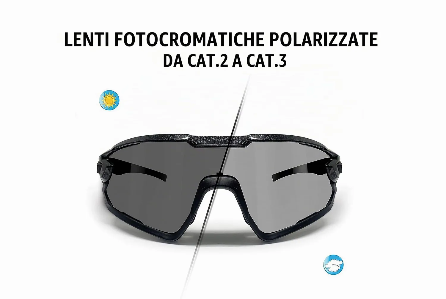 Bertoni Quasar occhiali ciclismo fotocromatici polarizzati
