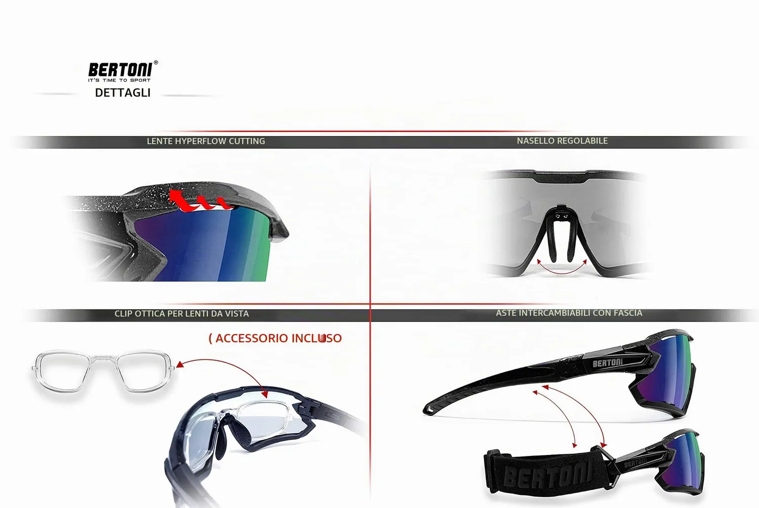 Bertoni Quasar occhiali ciclismo fotocromatici antiappannanti