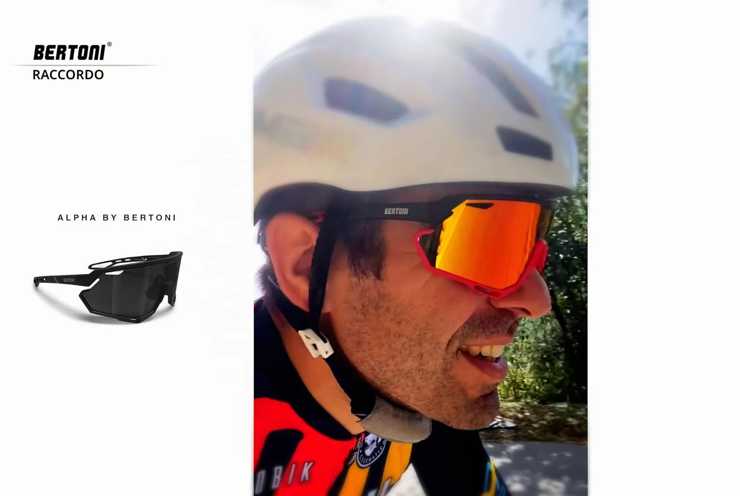 Bertoni Alpha occhiali ciclismo nero specchiata oro rosso