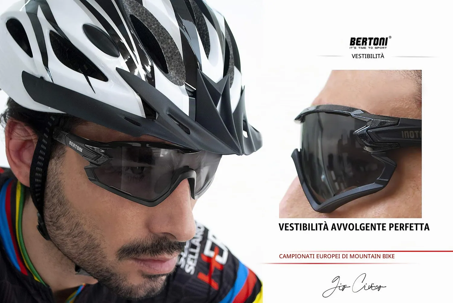 Bertoni Quasar occhiali ciclismo fotocromatici antiappannanti