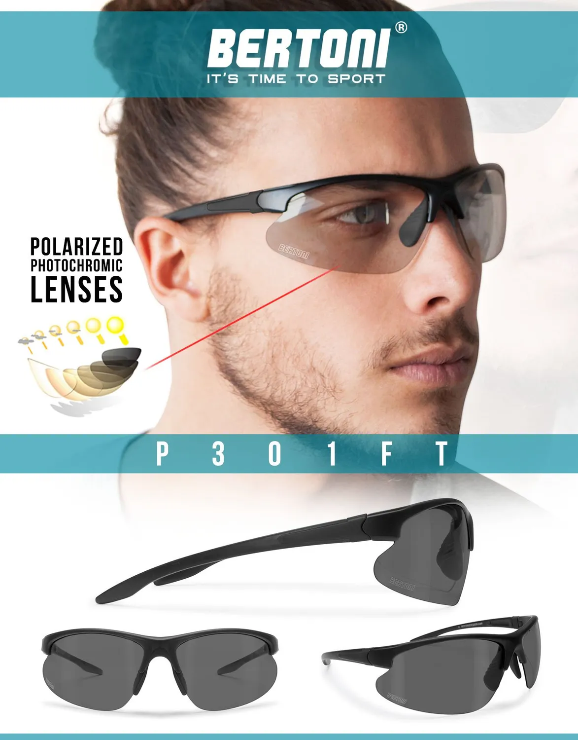Bertoni P301AFT occhiali ciclismo fotocromatici polarizzati