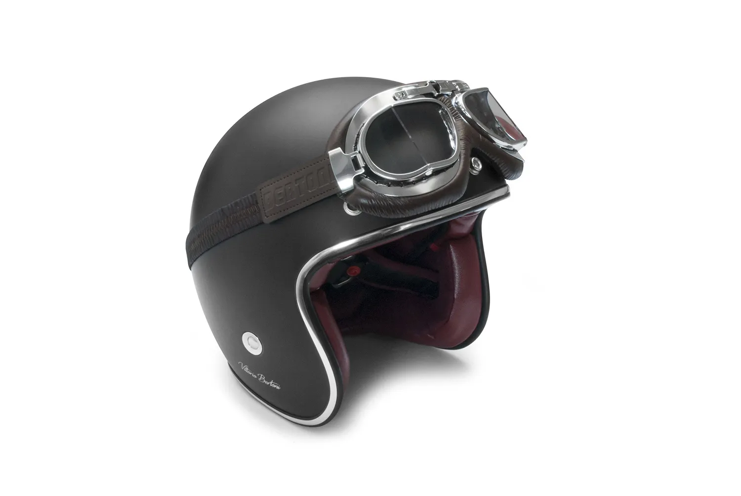 Bertoni AF193CR maschera moto pelle antifog nero