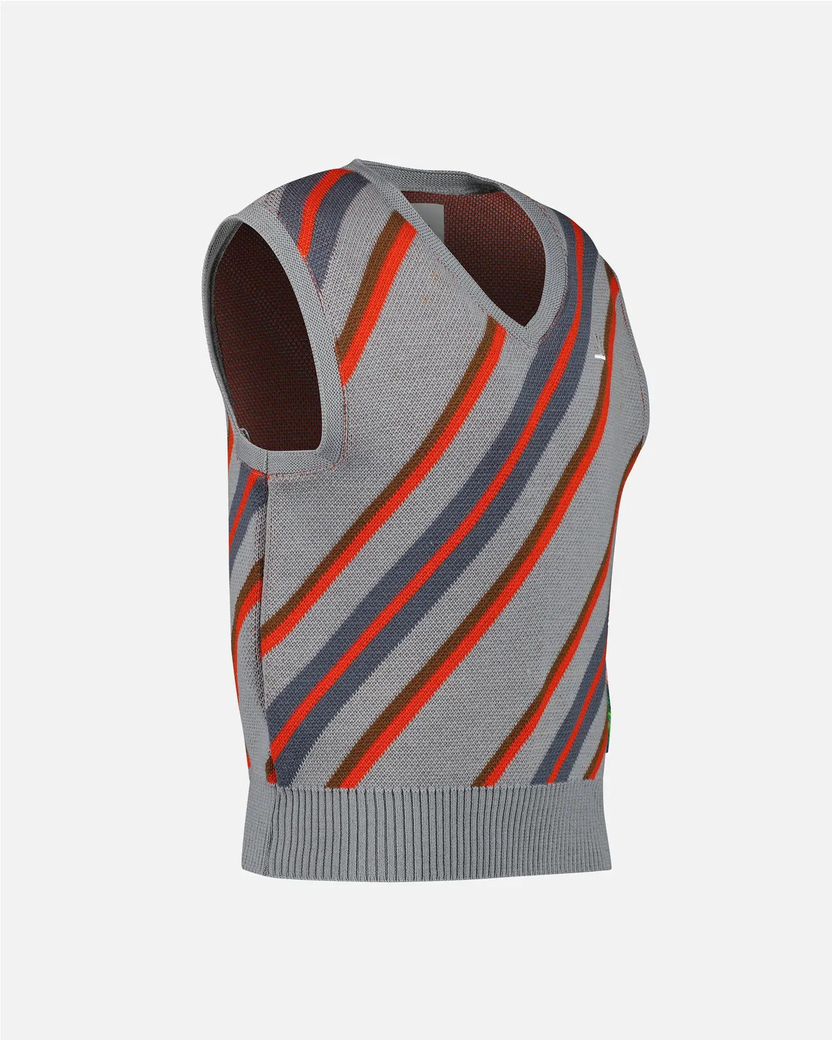 Vuarnet Gilet rigato grigio rosso lana merino unisex