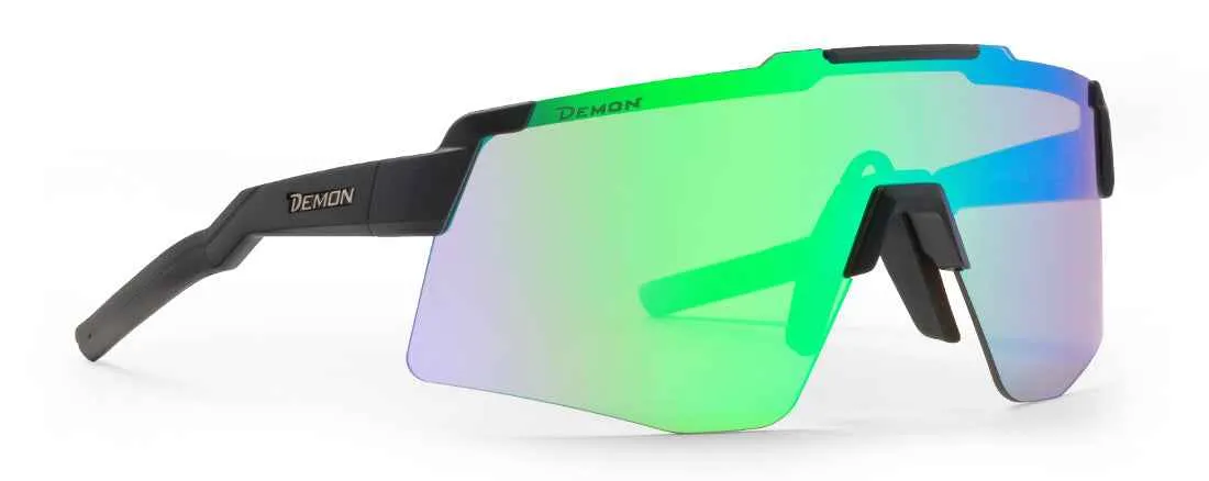 Demon Liegi occhiali ciclismo nero blu specchiati