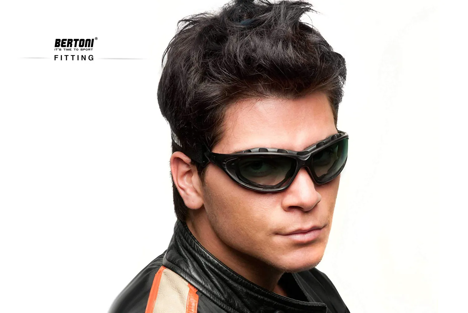 Bertoni FT333B occhiali moto antivento nero 65 mm