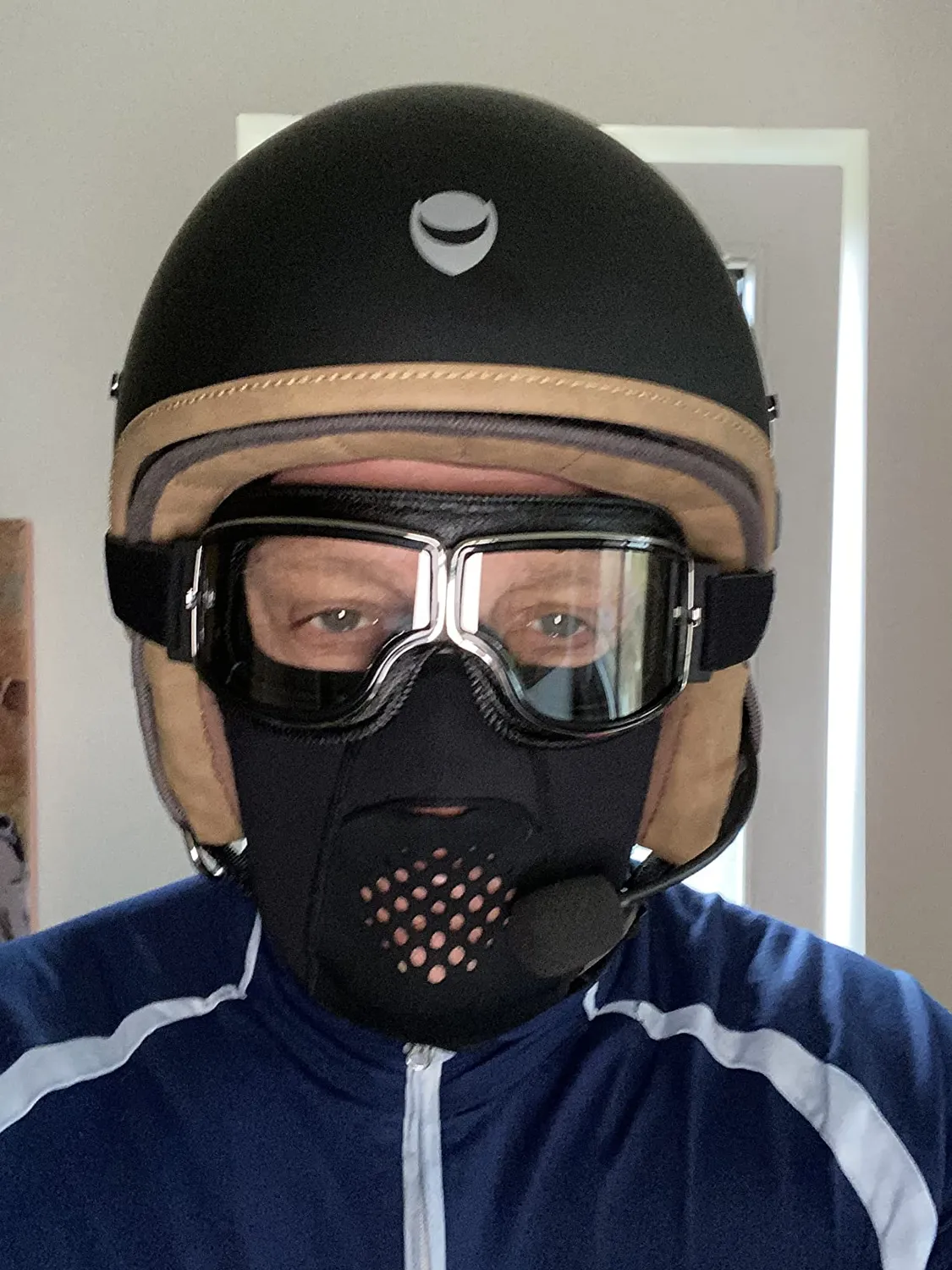 Bertoni 1949 188 maschera moto pelle fotocromatica nero