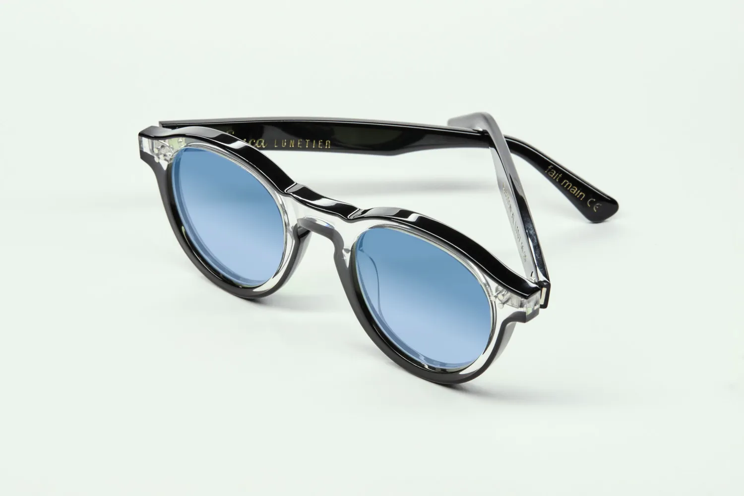 Lesca Gaston XL montatura da vista crystal nero acetato