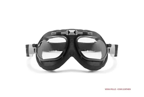 Bertoni AF191L maschera moto pelle vintage