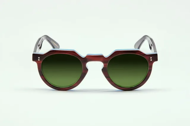 Lesca Upcycling Crown XL montatura da vista Havana Bleu 46mm acetato