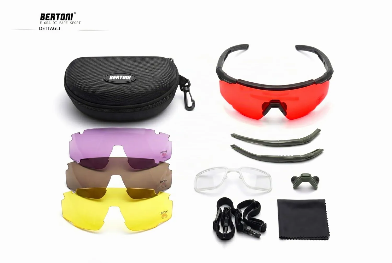 Bertoni SH890 occhiali tiro 4 lenti clip vista nero