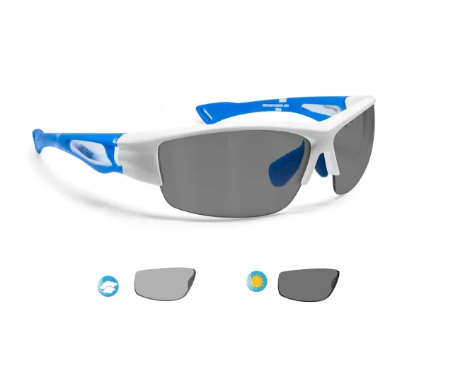 Bertoni P1001FTE occhiali ciclismo bianco blu polarizzati