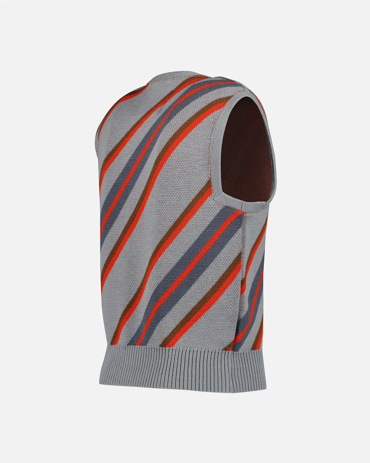 Vuarnet Gilet rigato grigio rosso lana merino unisex