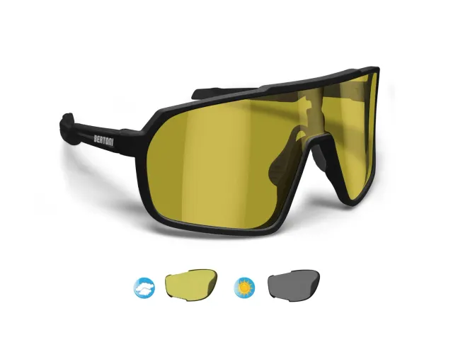 Bertoni Gemini occhiali ciclismo fotocromatici neri